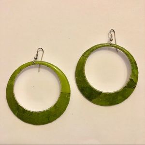 Unique Green Earrings with Real Leaves